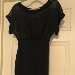 Solemio Sheer Black Fitted T-Shirt Dress Adult Medium